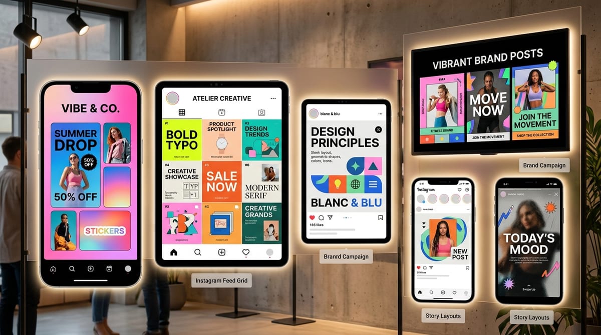 A set of social-media post and story designs